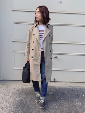 「MUJI」｜「アイテム（トレンチコート）」を使った、𝒩𝑒𝓀𝑜さん（レディース・145cm）の春コーディネート