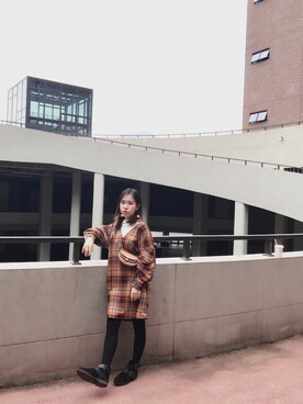 「school」｜「アイテム（ワンピース/ドレス）」を使った、youziさん（レディース・155cm）の冬コーディネート