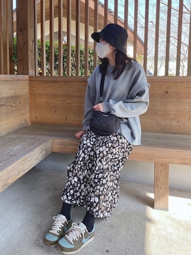 「GERRY（ジェリー）のアイテム（帽子）」を使った、りこさん（レディース・157cm）の春コーディネート