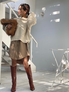 「ブーツスタイル」｜「アイテム（シャツワンピース）」を使った、YUKI727さん（レディース・156cm）の秋コーディネート