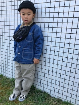 「だぼだぼ」｜「アイテム（デニムジャケット）」を使った、na♡さん（キッズ・110cm）の春コーディネート