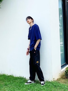 「summer」｜「アイテム（ハンチング/ベレー帽）」を使った、kkbadboyさん（メンズ・181cm）の夏コーディネート