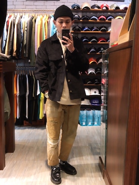 「Dr. Martens（ドクターマーチン）のアイテム（スリッポン）」を使った、Culture Benさん（メンズ・165cm）の冬コーディネート