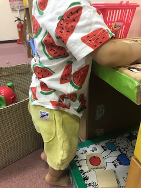 「Moujonjon（ムージョンジョン）のアイテム（Tシャツ/カットソー）」を使った、H．Ｙさん（キッズ・80cm）の夏コーディネート