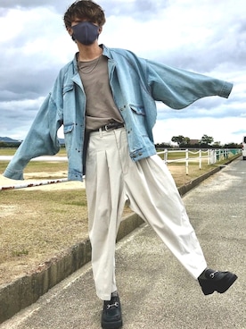 「neos（ネオス）のアイテム（カバーオール）」を使った、°fさん（メンズ・167cm）の秋コーディネート