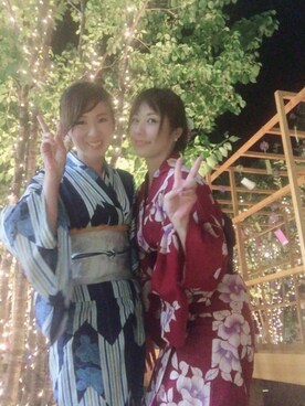 「ブルー x ホワイト」｜「アイテム（浴衣）」を使った、coto☆さん（レディース・157cm）の秋コーディネート