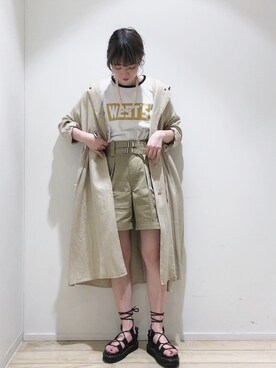 FREAK'S STORE 福岡パルコ店｜オザキチハル使用「FREAK'S STORE（リネンレーヨンフードコート）」的時尚穿搭