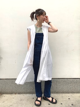 「平成最後のWEARISTAセンバツ」｜「アイテム（シャツワンピース）」を使った、オザキチハルさん（レディース・168cm）の春コーディネート