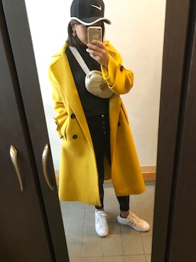 「カラーコート」｜「アイテム（帽子）」を使った、ありささん（レディース・166cm）の冬コーディネート