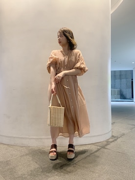 「Chico（チコ）のアイテム（シャツワンピース）」を使った、nagochanさん（レディース・156cm）の夏コーディネート