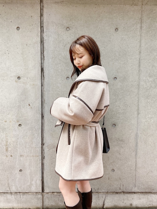 Chico パイピングミディショールカラーコート Chico（チコ）の「【Web限定】パイピングミディショールカラーコート