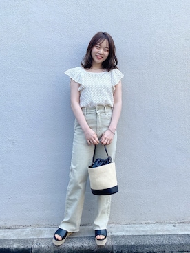 「アイテム（かごバッグ）」を使った、nagochanさん（レディース・156cm）の春コーディネート