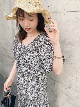 「ペーパーハット」｜「アイテム（アクセサリー）」を使った、nagochanさん（レディース・156cm）の春コーディネート