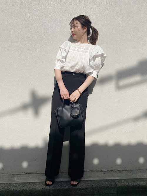 5分袖レース切替ボリューム刺繍ブラウス（シャツ/ブラウス