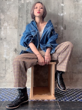 「コーディネート」｜「アイテム（デニムジャケット）」を使った、ますさん（レディース・158cm）の秋コーディネート