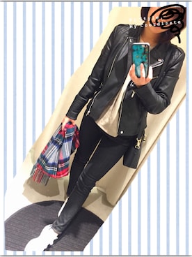 「BEAUTY&YOUTH UNITED ARROWS（ビューティーアンドユースユナイテッドアローズ）の【追加予約】BY∴ カシミヤチェックストール60×160（ストール/ショール、グレー系）」を使った、Aya.さん（レディース・158cm）の冬コーディネート