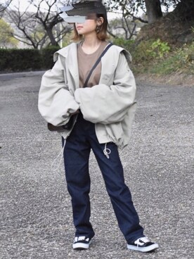 「ハーフムーンバック」｜「アイテム（ブルゾン）」を使った、Rimuさん（レディース・149cm）の冬コーディネート