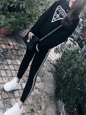 「Guess（ゲス）のアイテム（その他トップス）」を使った、7ainaさん（レディース・160cm）の夏コーディネート