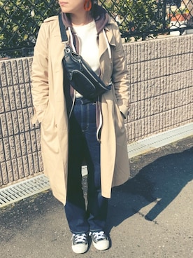 「Another Edition（アナザーエディション）のアイテム（トレンチコート）」を使った、nozothさん（レディース・153cm）の冬コーディネート