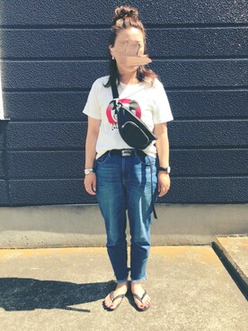 「ミッキーT」｜「アイテム（ビーチサンダル）」を使った、nozothさん（レディース・153cm）の夏コーディネート