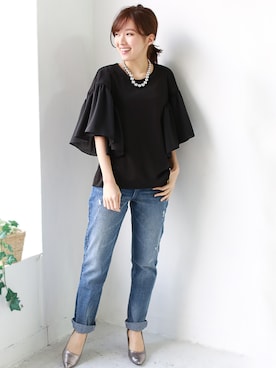 「REAL CUBE（リアルキューブ）のアイテム（トップス）」を使った、REALCUBEさん（レディース・154cm）の冬コーディネート