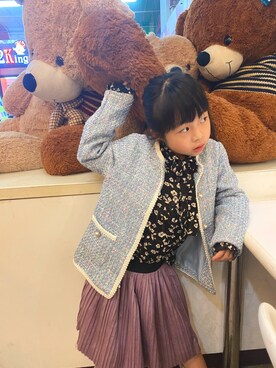 「no brand（ノーブランド）のアイテム（スカート）」を使った、Shinyu Houさん（キッズ・125cm）の冬コーディネート