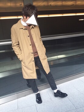 「アイテム（ステンカラーコート）」を使った、さっかさん（メンズ・163cm・10代）の冬コーディネート