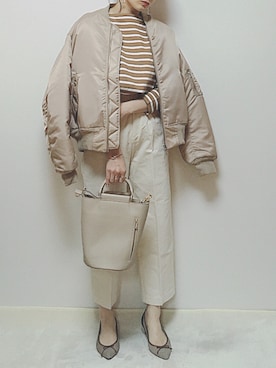 「バレエシューズ」｜「アイテム（MA-1）」を使った、shiiさん（レディース・159cm）の春コーディネート
