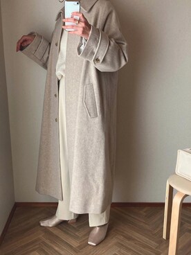 「SLOBE IENA（スローブイエナ）のアイテム（ステンカラーコート）」を使った、shiiさん（レディース・159cm）の冬コーディネート