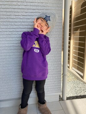 「Right-on（ライトオン）のアイテム（ニットキャップ/ビーニー）」を使った、7to3kiさん（キッズ・110cm）の秋コーディネート