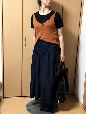 「ニットキャミソール」｜「アイテム（その他）」を使った、Ratacoさん（レディース・169cm）の秋コーディネート