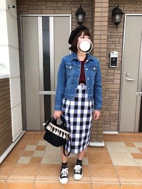 「dazzlin（ダズリン）のアイテム（デニムジャケット）」を使った、りえってぃさん（レディース・159cm）の秋コーディネート