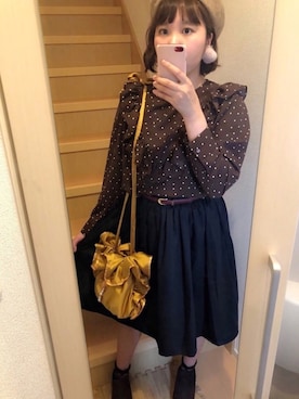 「秋のブラウンスタイル」｜「アイテム（ハンチング/ベレー帽）」を使った、りえってぃさん（レディース・159cm）の秋コーディネート