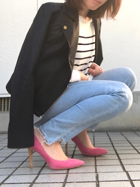 「31 Sons de mode（トランテアン　ソン　ドゥ　モード）のアイテム（ライダースジャケット）」を使った、M.Nさん（レディース・149cm）の春コーディネート