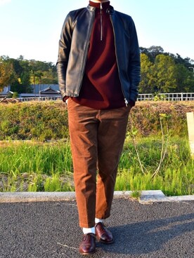 「オシャレパッソ」｜「アイテム（ライダースジャケット）」を使った、Sさん（メンズ・176cm）の秋コーディネート