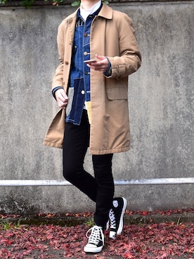 「アイラブCONVERSE」｜「アイテム（ステンカラーコート）」を使った、Sさん（メンズ・176cm）の秋コーディネート