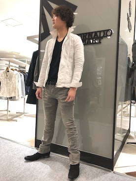 「デニムonデニム」｜「アイテム（ブルゾン）」を使った、shimadaさん（メンズ・175cm）の冬コーディネート