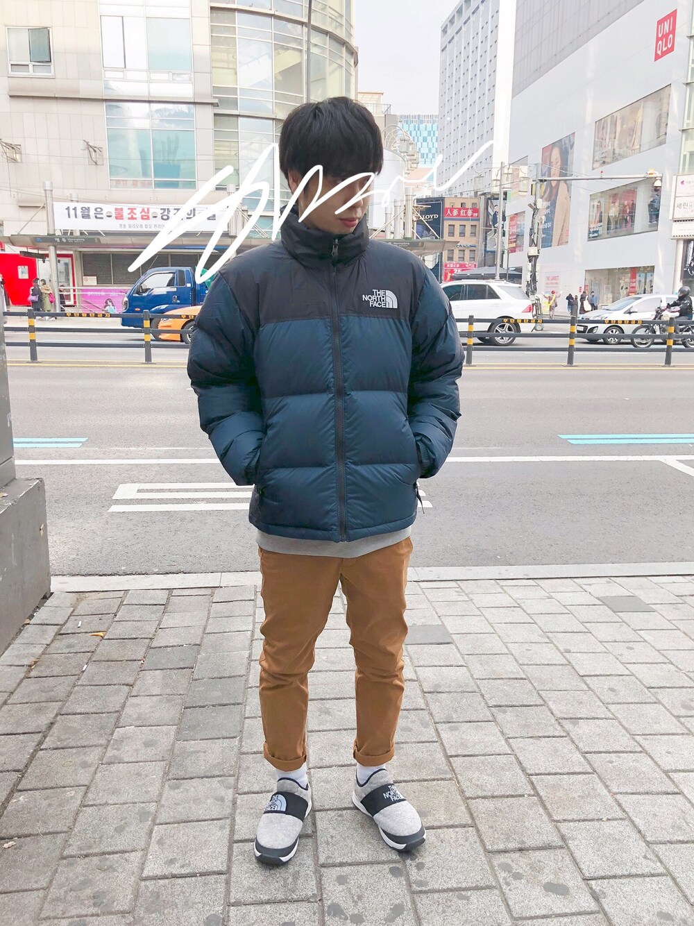 ノースフェイス　メンズ　ダウンジャケット　ロング　ブラック　黒　ストリート　韓国