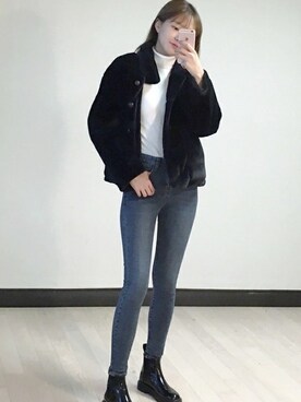 「ラブリー」｜「アイテム（その他アウター）」を使った、mixxmixさん（レディース・164cm）の冬コーディネート
