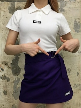「mixxmixのロゴポイントクロップドトップス（Tシャツ/カットソー）」を使った、mixxmixさん（レディース・164cm）の春コーディネート