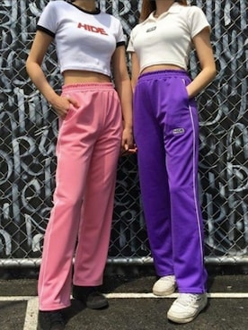 「mixxmixのロゴポイントクロップドトップス（Tシャツ/カットソー）」を使った、mixxmixさん（レディース・164cm）の春コーディネート