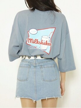 mixxmixさんの「バックプリントルーズTシャツ」を使ったコーディネート