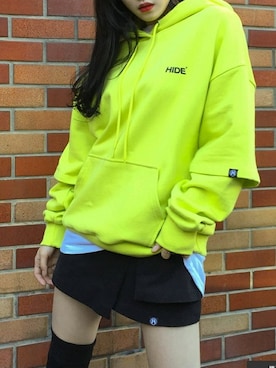 「アイテム（パーカー、グリーン系）」を使った、mixxmixさん（レディース・161cm）の秋コーディネート