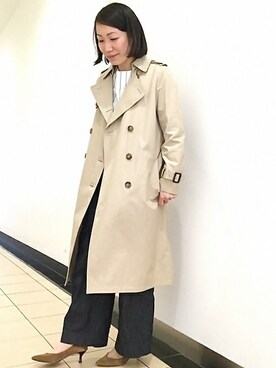 「Simplicite（サンプリシテ）のアイテム（トレンチコート）」を使った、NAKAさん（レディース・154cm）の春コーディネート