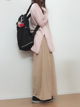 「earth music&ecology（アースミュージックアンドエコロジー）のカットプリーツスカーチョ（その他パンツ）」を使った、Chaki。さん（レディース・147cm）の夏コーディネート