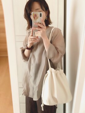 「アイテム（腕時計、ブラウン系）」を使った、Chaki。さん（レディース・147cm）の秋コーディネート