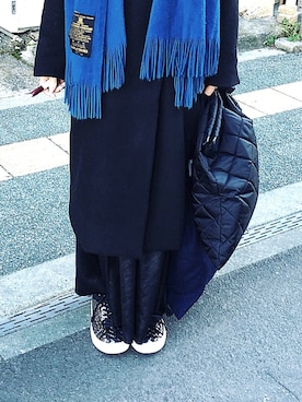 「OSMOSIS（オズモーシス）のアイテム（チェスターコート）」を使った、Hazukiさん（レディース・159cm）の冬コーディネート