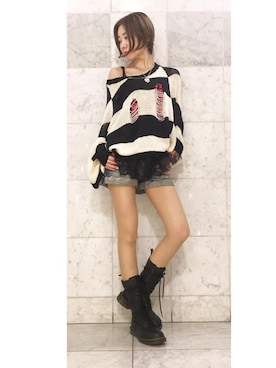 「パンクコーデ」｜「アイテム（アクセサリー）」を使った、Hazukiさん（レディース・159cm）の秋コーディネート