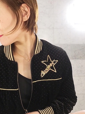 「スパンコール」｜「アイテム（ブルゾン）」を使った、Hazukiさん（レディース・159cm）の秋コーディネート