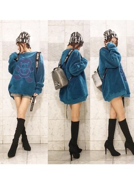 「アイテム（バックパック/リュック、シルバー系）」を使った、Hazukiさん（レディース・159cm）の秋コーディネート